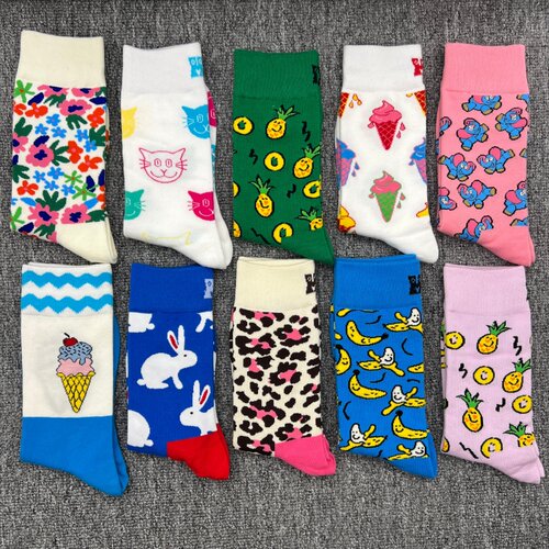 happysocks袜子女多巴胺中筒潮袜