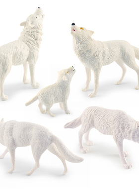 仿真静态森林动物白狼模型狼崽北极狼咆哮狼静态桌面摆件玩具