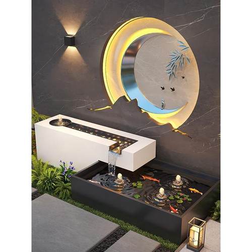 流水台养鱼喷泉别墅庭院