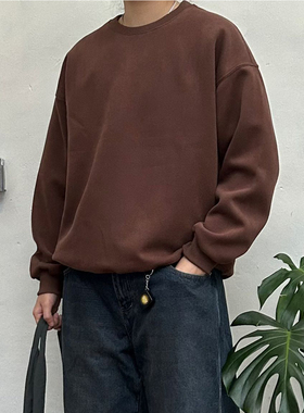 Point lamp秋季重磅纯色基础圆领卫衣男潮牌抗皱加厚高密度上衣