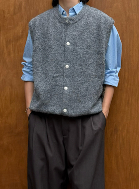 Point lamp老钱风复古开衫针织马甲男女秋冬叠穿保暖质感坎肩背心