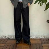 男女潮牌直筒阔腿通勤垂感宽松长裤 Point lamp日系复古丹宁牛仔裤
