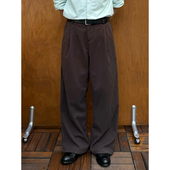 Point 男25秋冬直筒质感加厚阔腿长裤 lamp 复古棕色毛呢休闲西裤