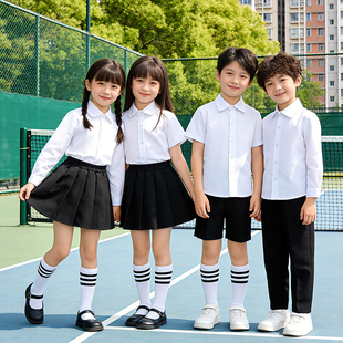 儿童jk白衬衫春秋长袖男女童中小学生班服校服合唱演出服衬衣套装