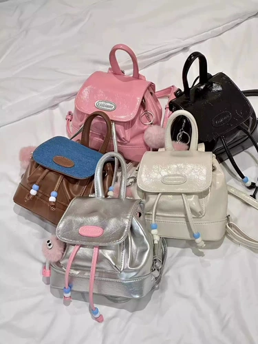 Маленький летний рюкзак, сумка, универсальный серебряный ранец для отдыха, в западном стиле