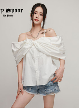 【ANY SPOOR】新款白色短袖女夏季修身显瘦高级感休闲上衣74BA20