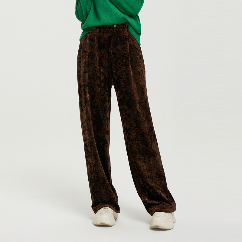 鲁思蒂丝绒拖地裤休闲长裤