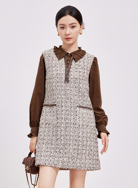 鲁思蒂无袖背心连衣裙2024新款女春秋气质高端时尚小个子显瘦裙子