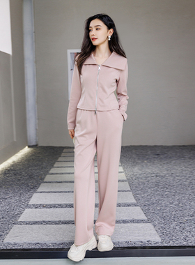 Lucidy/鲁思蒂运动休闲裤女2024新款春秋宽松显瘦直筒垂感长裤子