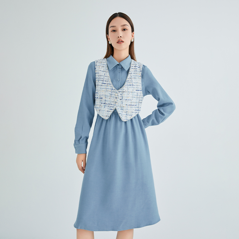 Lucidy/鲁思蒂长袖两件套连衣裙