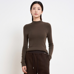 鲁思蒂绵羊毛长袖针织衫2025秋冬新款修身显瘦套头打底衫