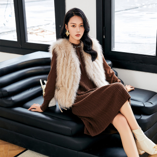 女狐狸毛马甲外穿上衣 新款 Lucidy 鲁思蒂皮草马夹外套2023年冬季