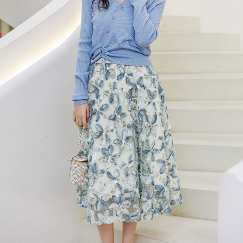 立体花卉半身裙Lucidy/鲁思蒂