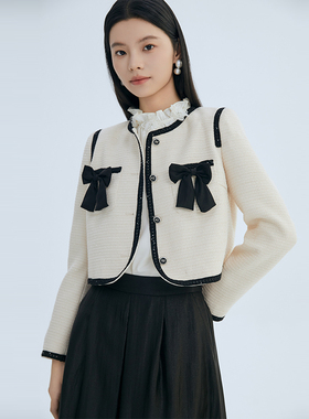 Lucidy/鲁思蒂短款小香风外套2024新款春秋女士气质休闲时尚上衣