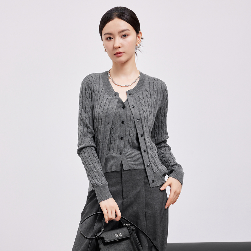 鲁思蒂长袖针织衫外套