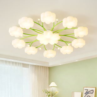 客厅主灯高级感大气2025年新款 奶油风水晶吸顶灯 全屋灯具组合法式