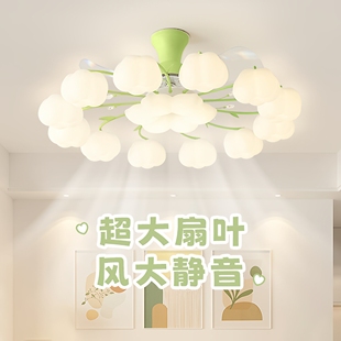 2025年新款 客厅灯隐形风扇灯奶油风大厅主灯餐厅灯吊灯电扇一体灯