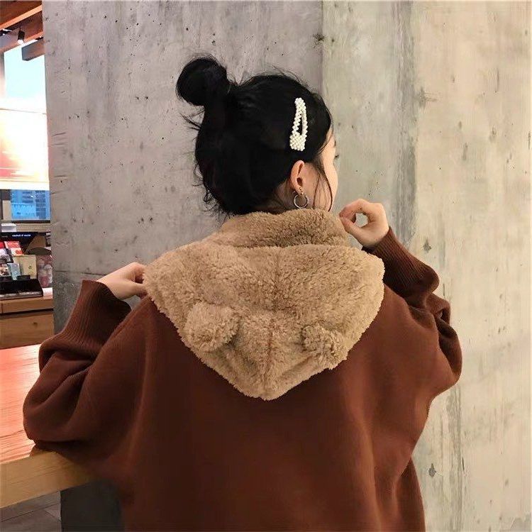 件套耳朵一体情侣围巾小熊围脖