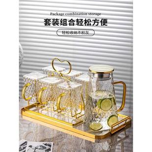 客厅喝水茶杯杯子耐高温轻奢水壶水具耐高温茶具 玻璃水杯家用套装