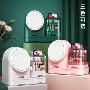 轻奢型带镜子一体化妆品收纳盒家用桌面大容量护肤品梳妆台置物架