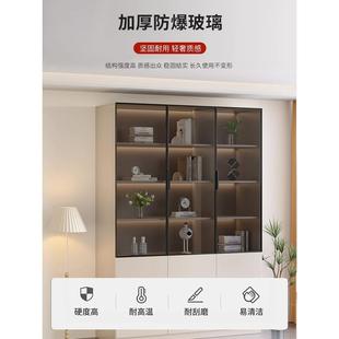 定制实木书柜置物柜落地一体整墙到顶客厅家用书柜带玻璃门展示柜