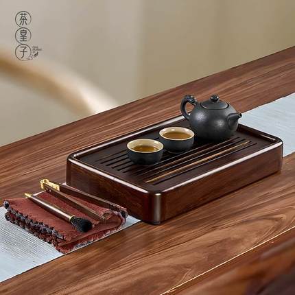 茶盘家用小型干泡台2024新款茶托盘黑檀木实木茶具客厅储水式茶海