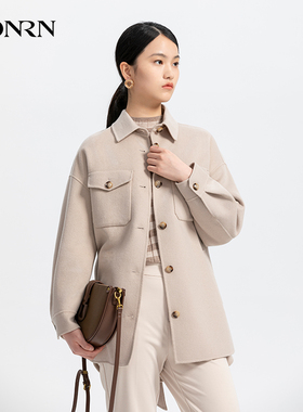 HONRN/红人收腰带双面羊毛呢大衣外套女春秋HH33OD319