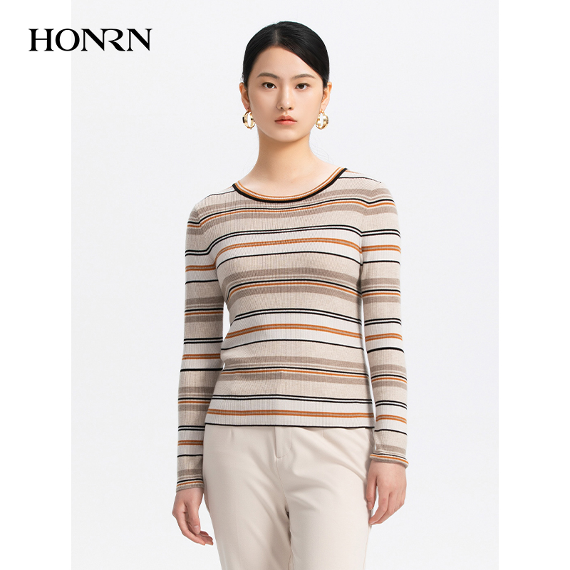 HONRN/红人圆领套头毛衣针织衫