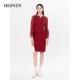 HONRN HG55OL532 收腰显瘦包臀连衣裙女秋冬款 红人红色婚宴装 修身