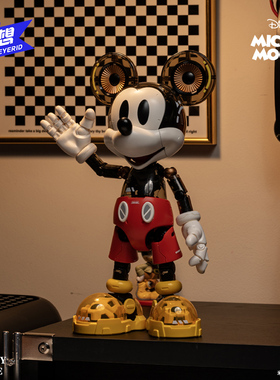 野想 迪士尼赛博米奇潮玩手办模型摆件家居装饰 积木拼装玩具礼物