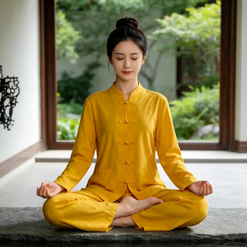 中国风禅意佛系女装纯棉套装禅修服女装居士服中式打坐冥想疗愈服
