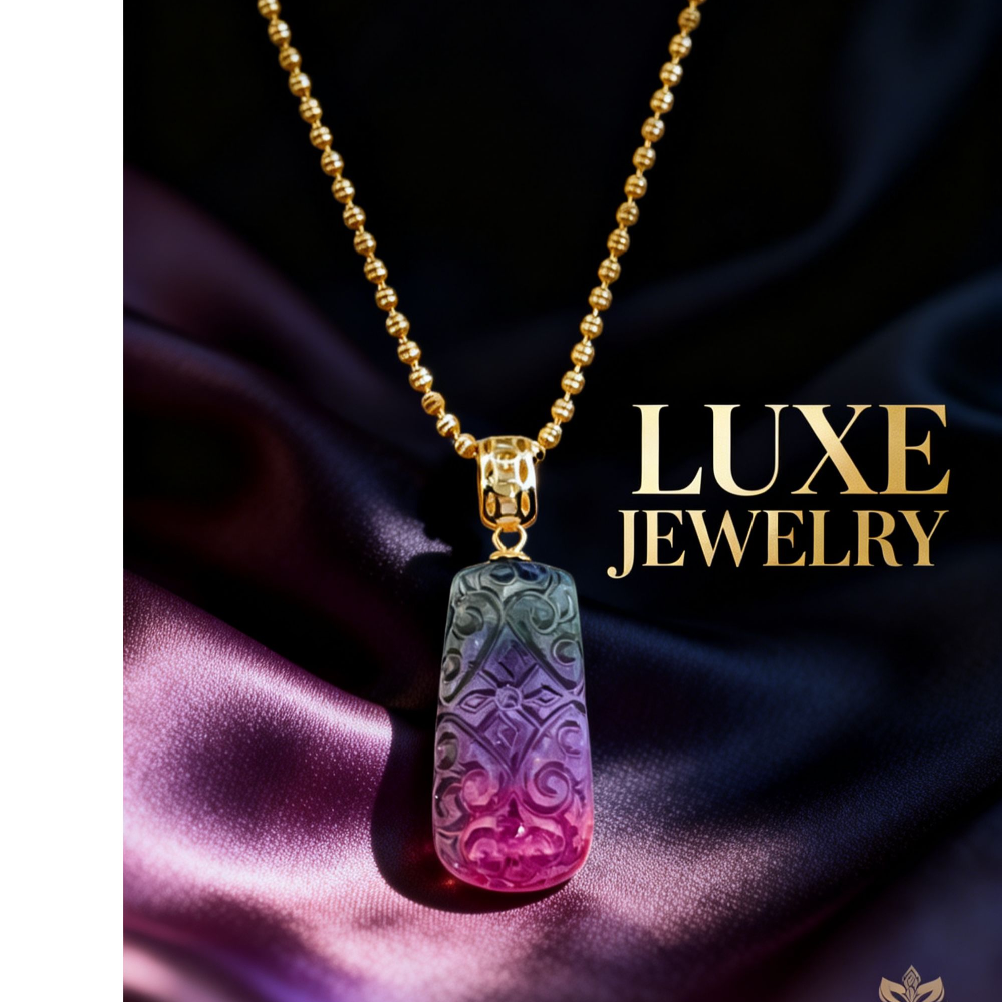 天然碧玺吊坠西瓜双色碧玺吊坠18k金镶嵌项链赠锁925银链