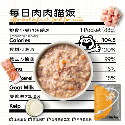 猫厨狗灶熟自制主食湿粮猫咪猫饭主食包餐包增肥发腮全价主粮罐头