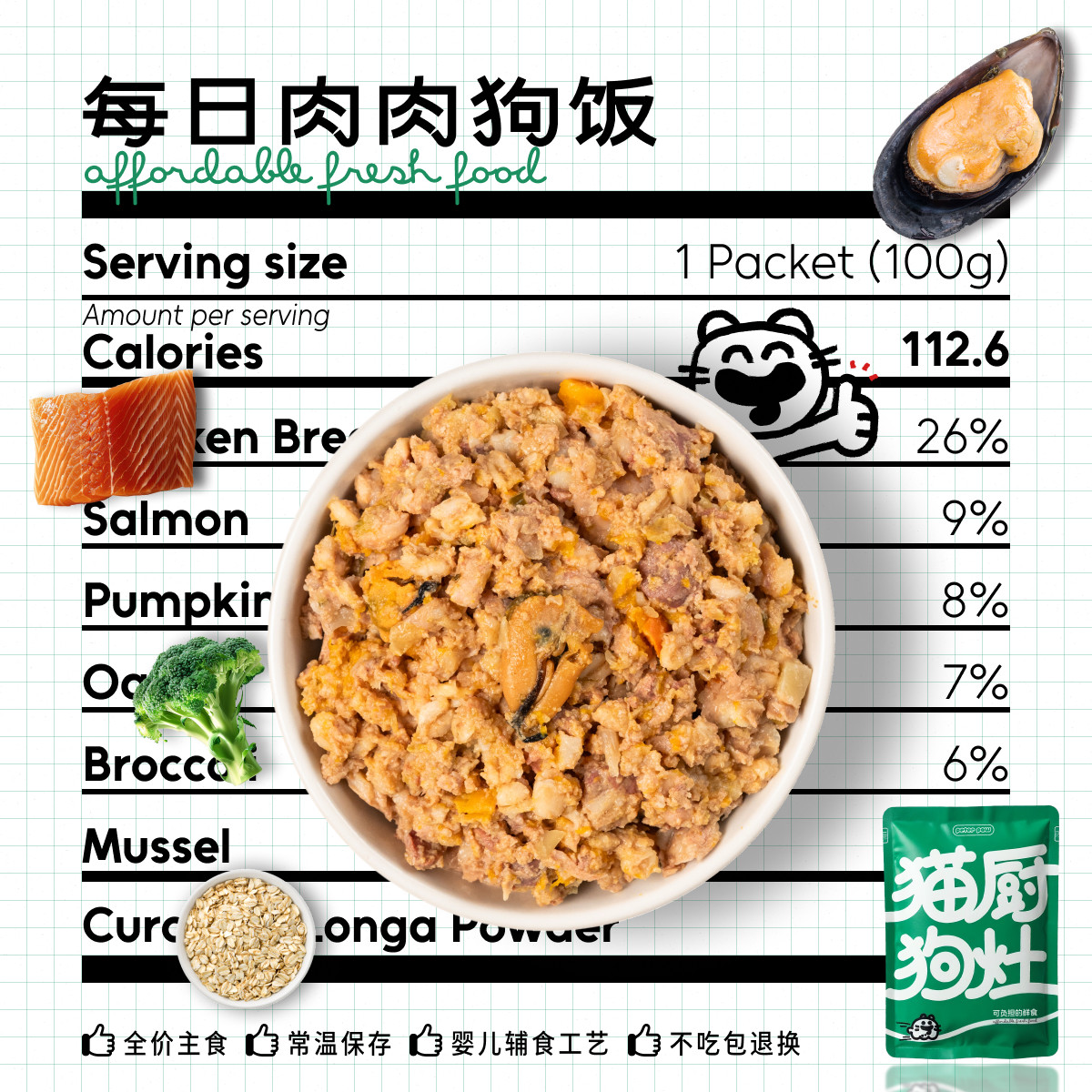 猫厨狗灶狗鲜食宠物鲜狗粮熟自制狗饭主食湿粮罐头零食老年犬幼犬