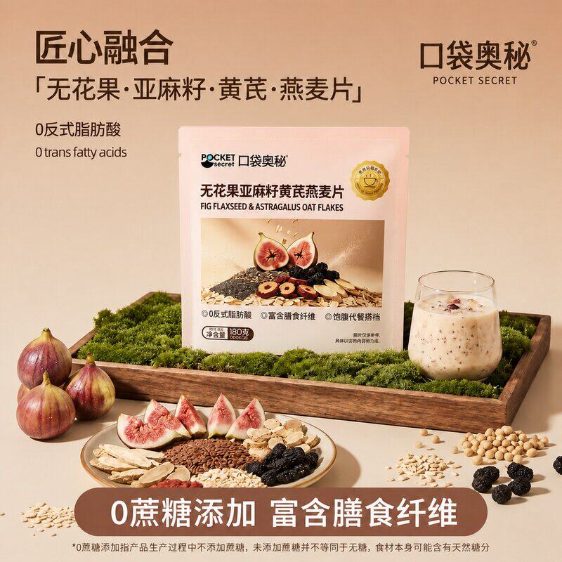 数量改5下单无花果亚麻籽黄芪燕麦片谷物早餐冲饮即食健康代餐