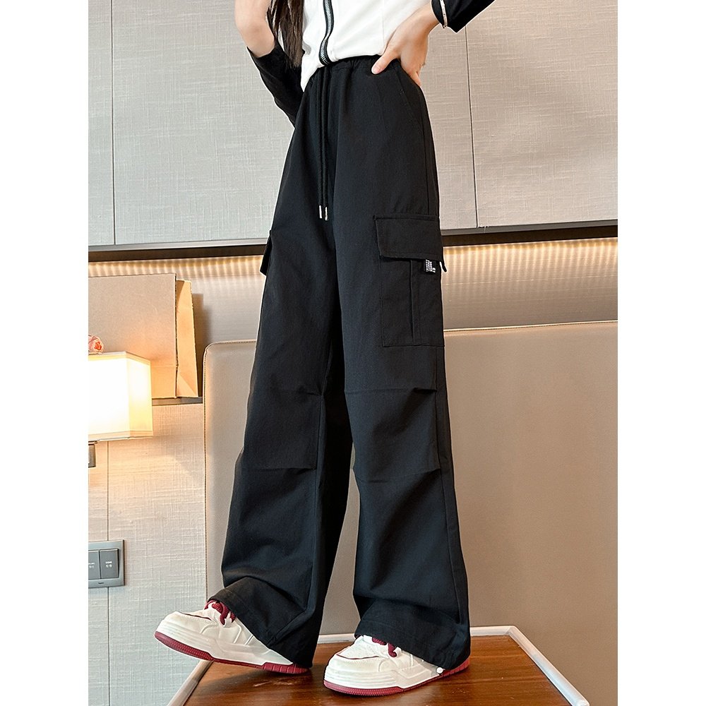 女童百搭工装裤春秋2026新款儿童洋气阔腿裤中大童加厚休闲裤子潮