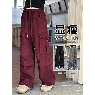 女童加绒工装裤秋冬款2025新款儿童洋气休闲裤子中大童百搭阔腿裤