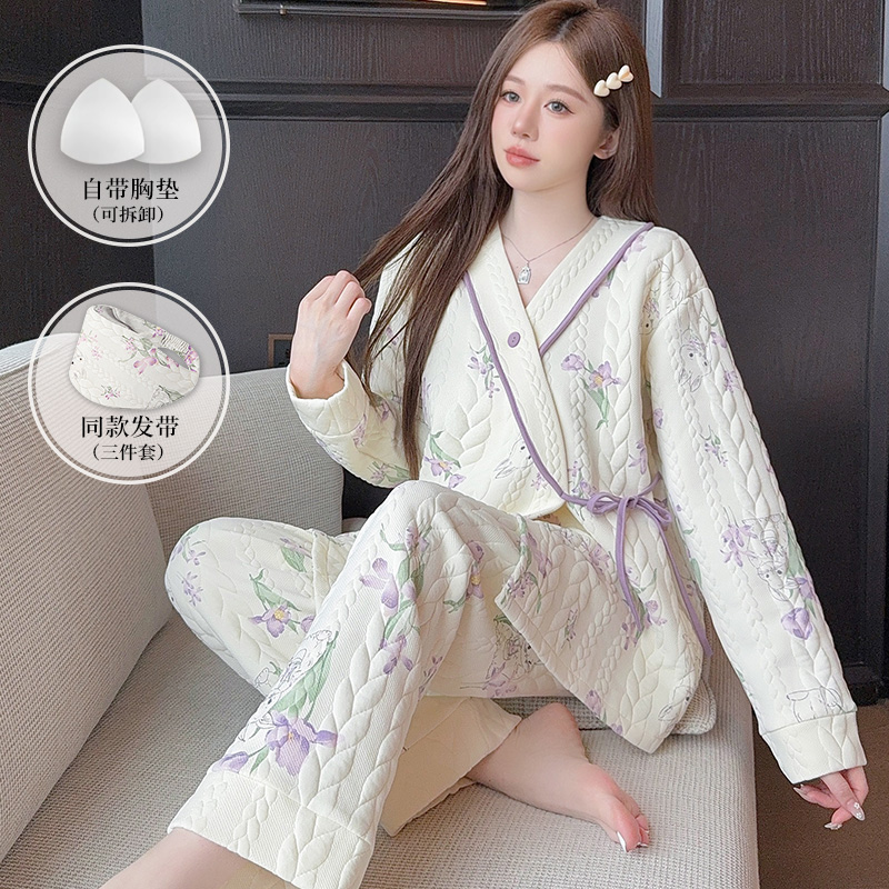 【送发带】空气棉月子服孕妇冬纯棉12月份产后产妇哺乳睡衣秋冬季