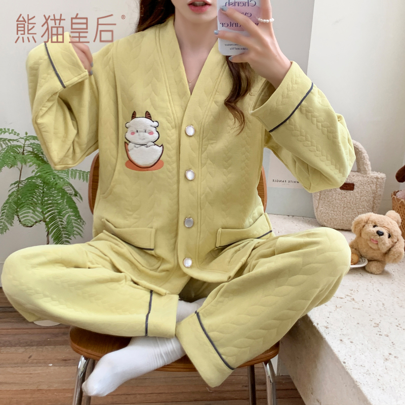 空氣棉月子服秋冬季產后純棉產婦哺乳孕婦睡衣孕期專用春秋款喂奶_熊貓皇后旗艦店_孕婦裝/孕產婦用品/營養