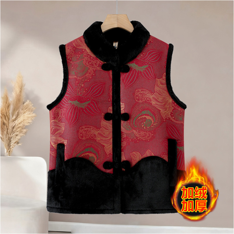 新中式国风盘扣加绒坎肩背心