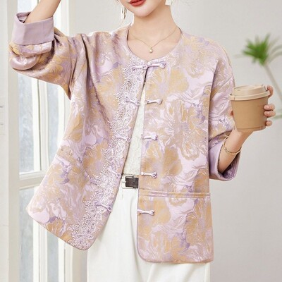 新中式国风提花外套女短款2026年