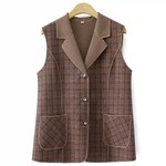 中老年人春装马甲女奶奶格子马夹上衣60岁70老人太太妈妈薄款休闲