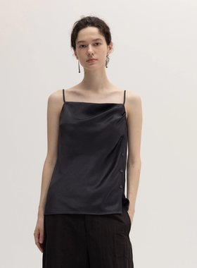 SIMPLY PUT 简约气质高级感荡领醋酸缎面吊带上衣度假背心