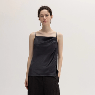 SIMPLY 简约气质高级感荡领醋酸缎面吊带上衣度假背心 PUT