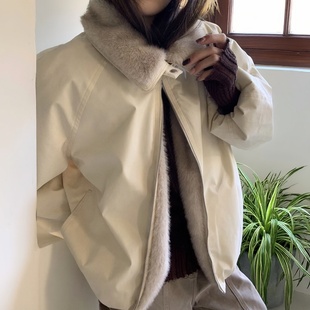 双面穿环保皮草高级感毛毛外套女冬季 廓形派克服夹克