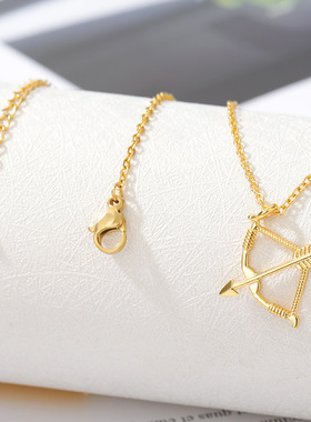 跨境新款弓箭造型项链哥特式丘比特箭吊坠珠宝礼物现货一件代发