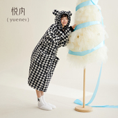 法兰绒加厚加绒珊瑚绒浴袍家居服长款 悦内睡袍女士睡衣秋冬季 冬款