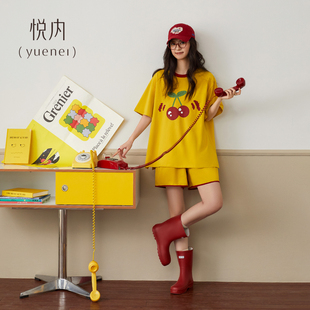 夏季 家居服圆领时尚 纯棉短袖 新款 可外出水果樱桃 短裤 悦内睡衣女款