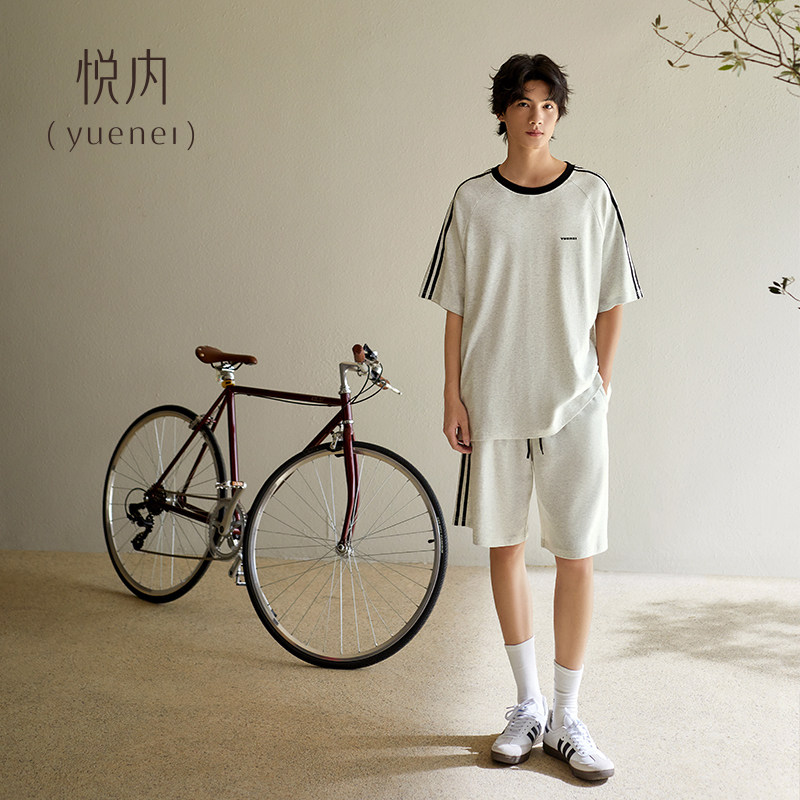 悦内睡衣男款夏季夏天纯棉短袖短裤家居服男士男生运动休闲可外穿