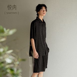 夏季 短裤 悦内睡衣男款 夏天冰丝绸短袖 家居服男士 高级感斑马纹套装
